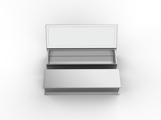 White blank hard cardboard box mock up template, 3d illustration.