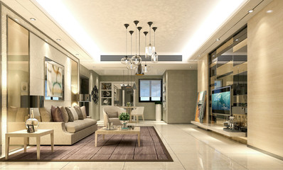 Fototapeta na wymiar 3d render of modern living room