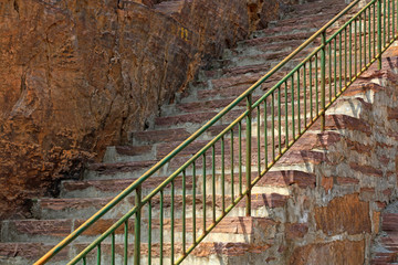 Rock steps and railings