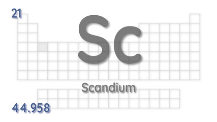 Scandium chemical element  physics and chemistry illustration backdrop