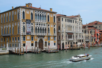 Fototapeta na wymiar View of Grand Canal in Venice, Italy, from the Academia Bridge