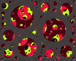 Abstract Generative Art color distributed circles holes background illustration