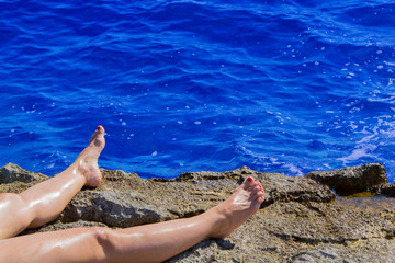 Woman's legs at beach