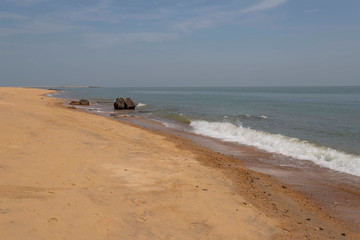 Fototapeta na wymiar beach and sea in haikou, hainan, chinа