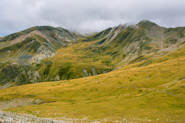 Misty landscape in the Pyrenees Mountains (Catalonia, Spain).