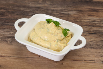 Hummus snack with olive oil