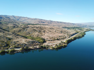 Aerial view Lake Dunstan, Otago, New Zealand