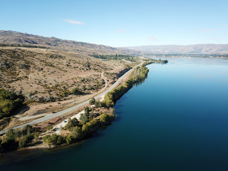 Aerial view Lake Dunstan, Otago, New Zealand