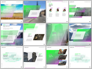 Minimal brochure template with unique fresh colorful geometric design. Covers design templates for square flyer, leaflet, brochure, presentation, magazine, blog, social media advertising, online promo