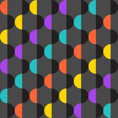seamless vector pattern of multi colored half circles.