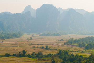 Scenic mountains surrounding Vang Vieng