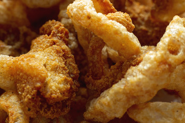 Brown streaky pork fried crispy