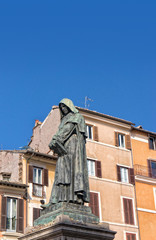 Statue of  Giordano Bruno in Campo de Fiori in Rome Italy