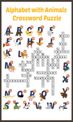 Vector Illustration of puzzle crossword in Animal alphabet