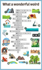 Obraz premium Vector Illustration of puzzle crossword in Nature place