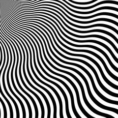black and white waves. op art vector background.