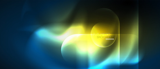 Blue neon round shapes techno background