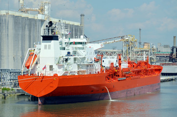 Tanker ship in the port of Savannah, Georgia. 