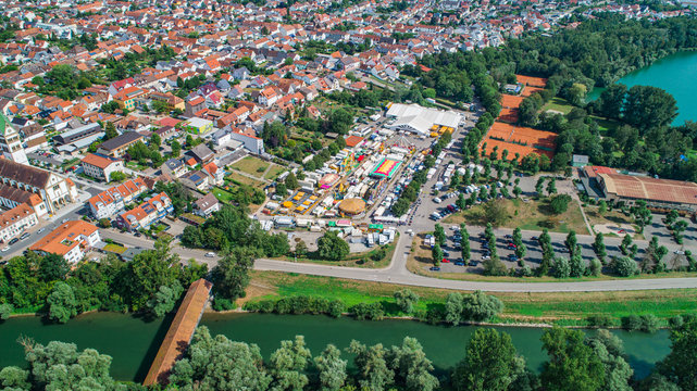 Aerial view of City Ketch Germany with Lake and Green Park