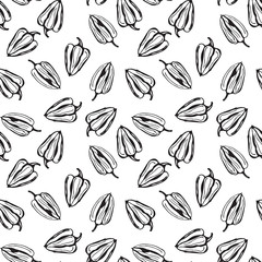 Bell pepper vector seamless pattern. White background with bell pepper.