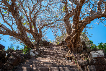 Old stairs at Wat Phou temple, Laos