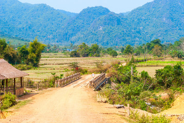 Fototapeta na wymiar Bridge near Vang Vieng, Laos