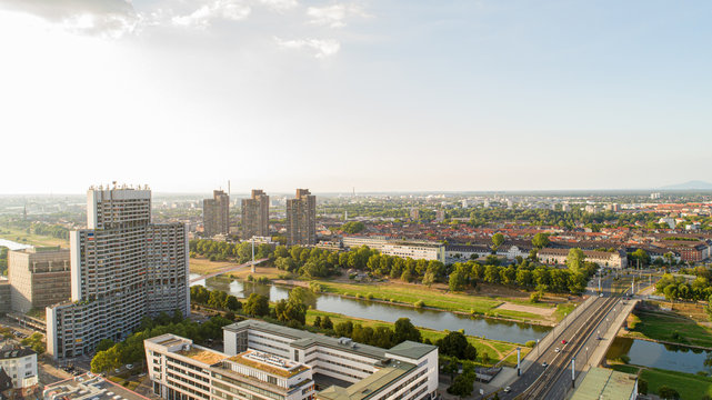 Aerial View Cityscape of Mannheim Germany