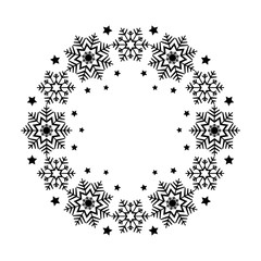 Black and white winter snowflakes wreath  - 283353144