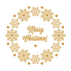 Gold snowflakes Christmas wreath  - 283353169