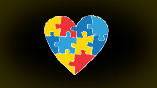 heart made of an animated puzzle, ideal for themes concerning the theme of autism