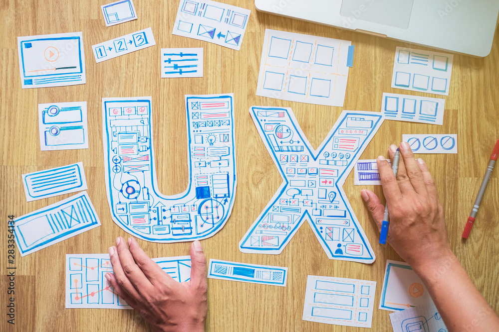 Wall mural ux designer creative prototype graphic planning application development for web mobile phone . user 