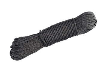 black  paracord, isolated on white background