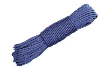 blue rope, paracord, isolated on white background