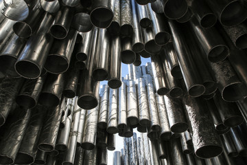 The detail of one of the sights in Helsinki in Finland. The Sibelius monument.  