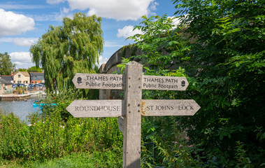 Thames Path signpost by Halfpenny Bridge, Lechlade, Gloucestershire, United Kingdom