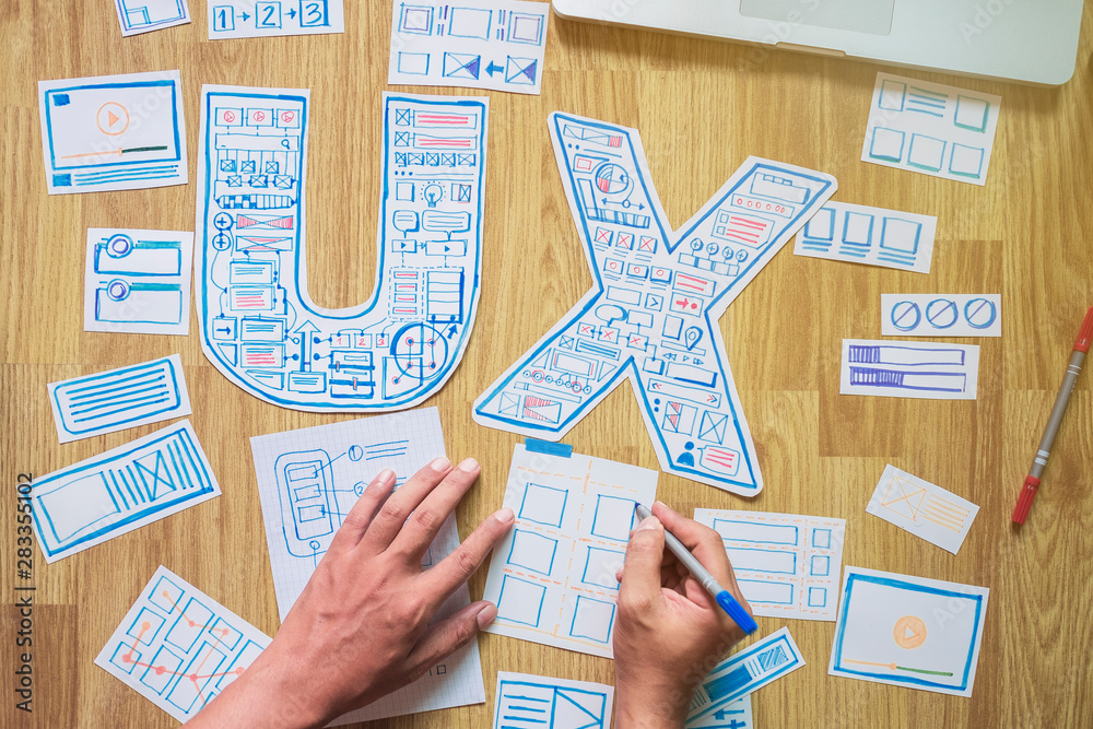 Wall mural ux designer creative prototype graphic planning application development for web mobile phone . user 