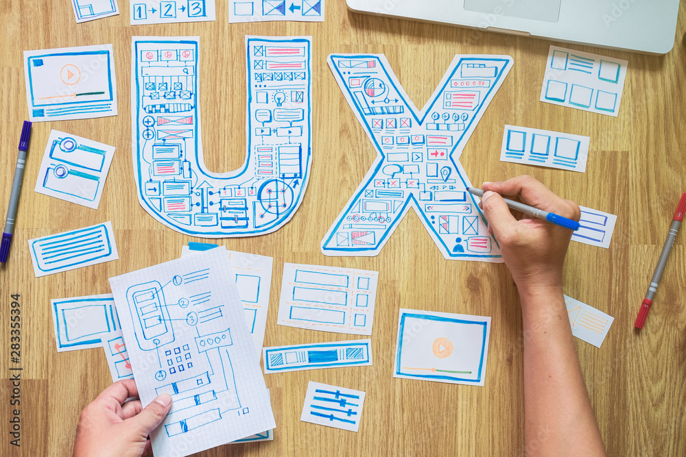 Poster ux designer creative prototype graphic planning application development for web mobile phone . user 