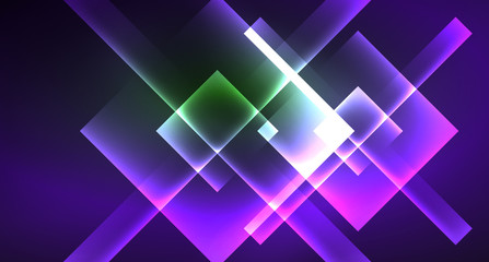 Obraz premium Neon geometric abstract background in hipster style on light background. Space retro design. Color geometric pattern. Square shape abstract background.