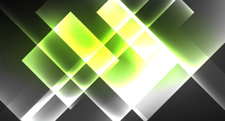 Neon shiny color squares on black, modern template