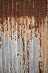 Corrugated zinc metal sheet, rusty zinc pattern.