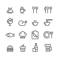food icon line set vector