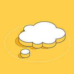 isometric vector image on a yellow background, white spoken bubble icon
