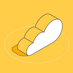 isometric vector image on a yellow background, cloud icon, remote data storage and cloud service