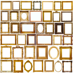 Collage of picture frames isolated on white