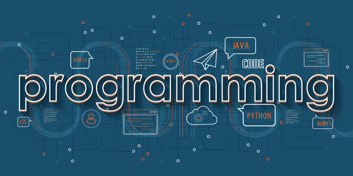Programming world flat concept