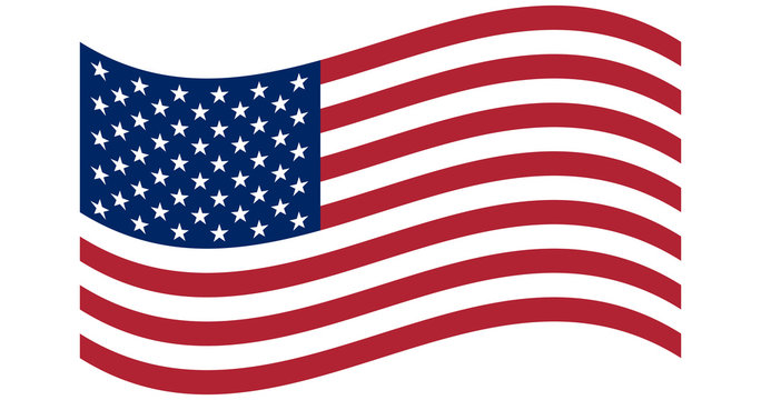 waving flag of the United States of America. illustration of wavy American Flag for Independence Day.