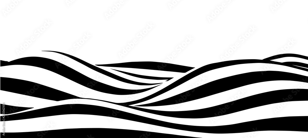 Poster black and white abstract wave. optical illusion. twisted vector illustration.