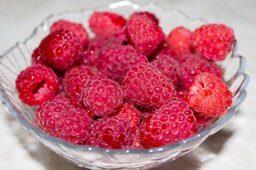 fresh raspberries in a bowl