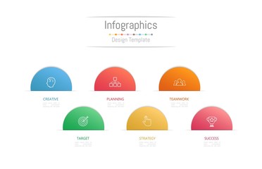 Infographic design elements for your business data with 6 options, parts, steps, timelines or processes. Vector Illustration.