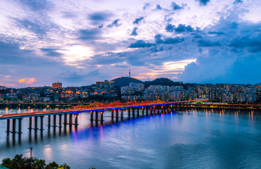 bridge over the river at seoul city south korea